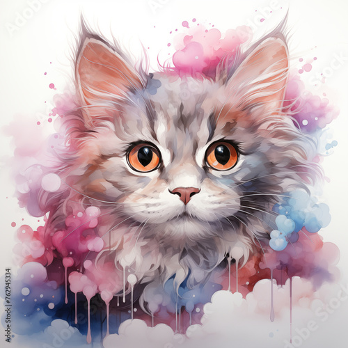 Cat clipart watercolor pastel jpg file