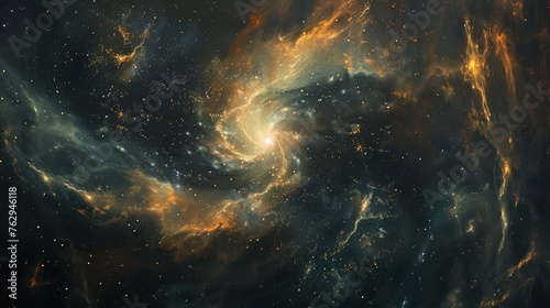 Cosmic Wonders, Abstract Space Background with Swirling Nebulae and Distant Galaxies, Digital Art