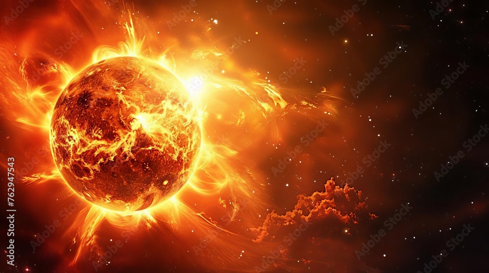 Majestic Sun in Deep Space, Awe-Inspiring Cosmic Scene, Dramatic Contrast Concept Illustration Majestic Sun in Deep Space, Awe-Inspiring Cosmic Scene, Dramatic Contrast Concept Illustration