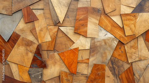 wood texture background interpreted in a cubist style, with fragmented and geometric shapes