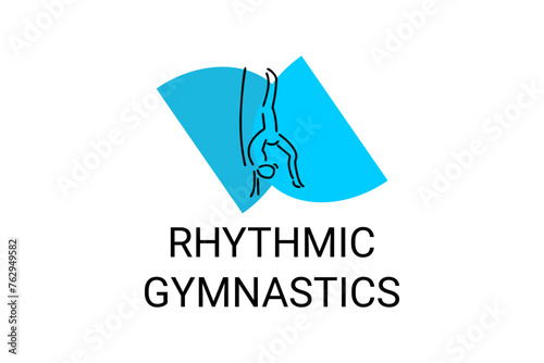 Rhythmic gymnastic sport vector line icon. practice gymnastic. sport pictogram, vector illustration.