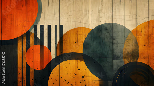 wood texture background inspired by Constructivist art, featuring bold geometric shapes, lines, and a dynamic composition photo