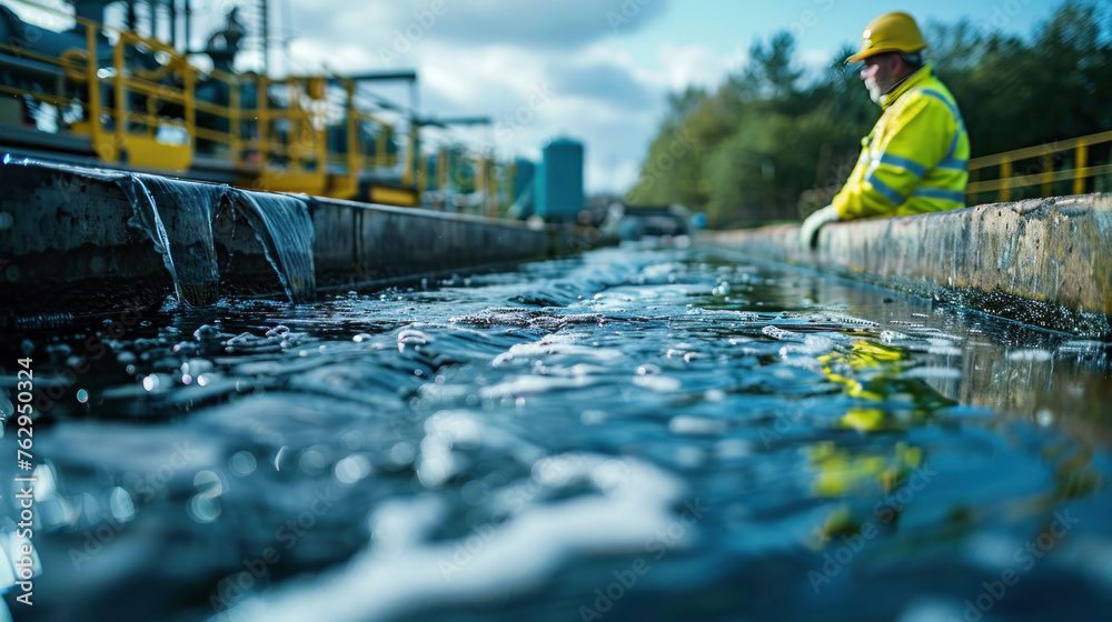 custom made wallpaper toronto digitalA service engineer is seen inspecting a waste water treatment plant, with pumps in the background, while a worker is busy tending to the plant's operations.