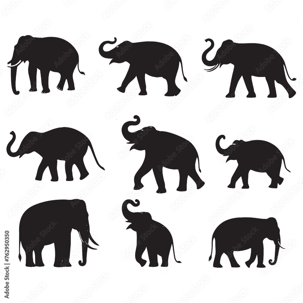 Fototapeta premium set of elephants silhouettes