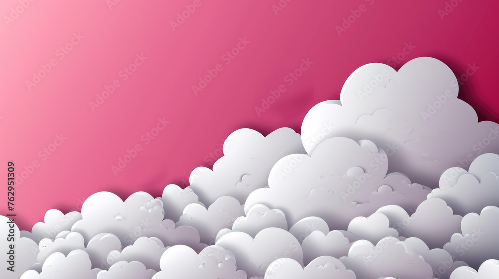 A pink background with white clouds A pink background with white clouds