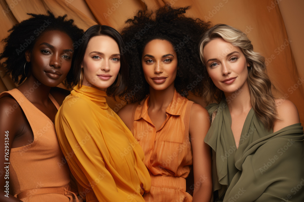 Four women with different hair colors and styles are posing for a photo Four women with different hair colors and styles are posing for a photo