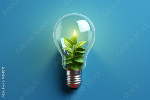 A light bulb with a plant inside of it