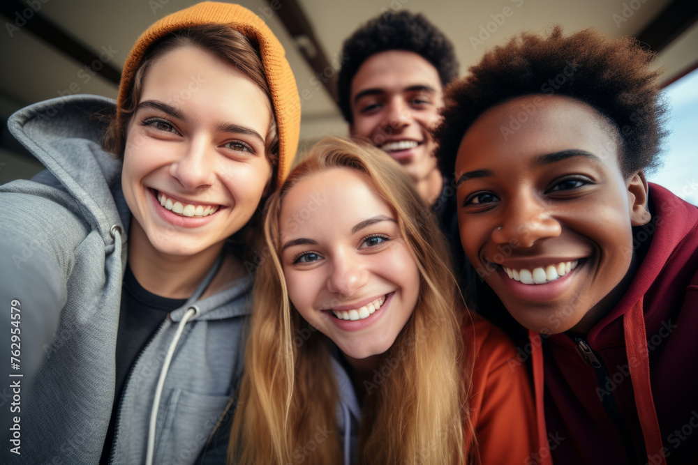 A group of young people are smiling and posing for a picture A group of young people are smiling and posing for a picture