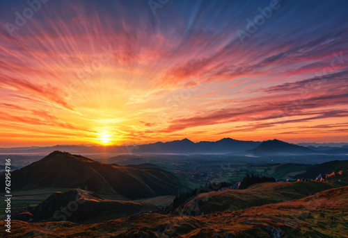 Majestic Mountain Sunrise with Vibrant Skies