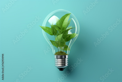A plant is growing inside a light bulb