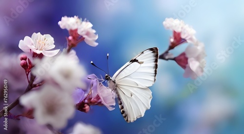 Beautiful Butterfly Amidst Pink Flowers in Nature's Garden © MakeitEasy