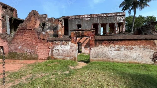 Pan left view of ruins in Panam City. Sonargon, Bangladesh. photo