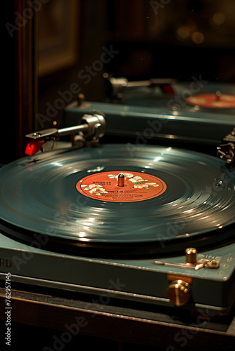 Classic vinyl record on player photo