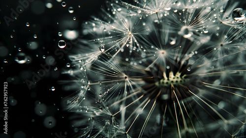 Dandelion seed with water drops © MistoGraphy