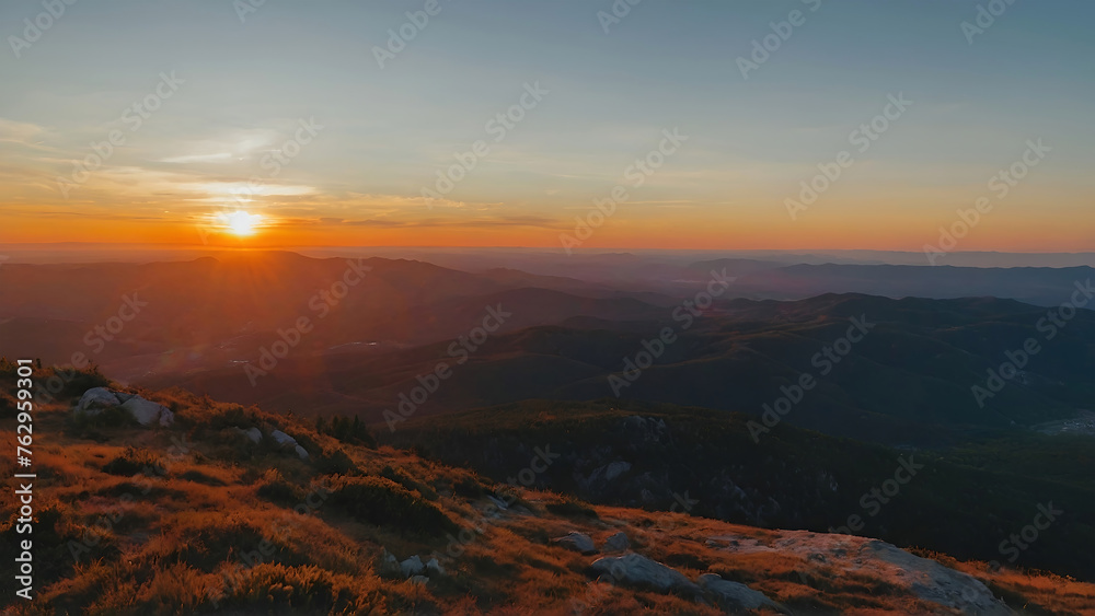 sunrise over the mountains landscape background