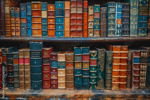 Cascading books on a shelf