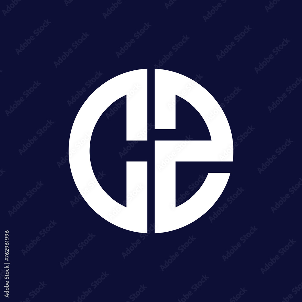 modern cz circle logo design - obrazy, fototapety, plakaty 