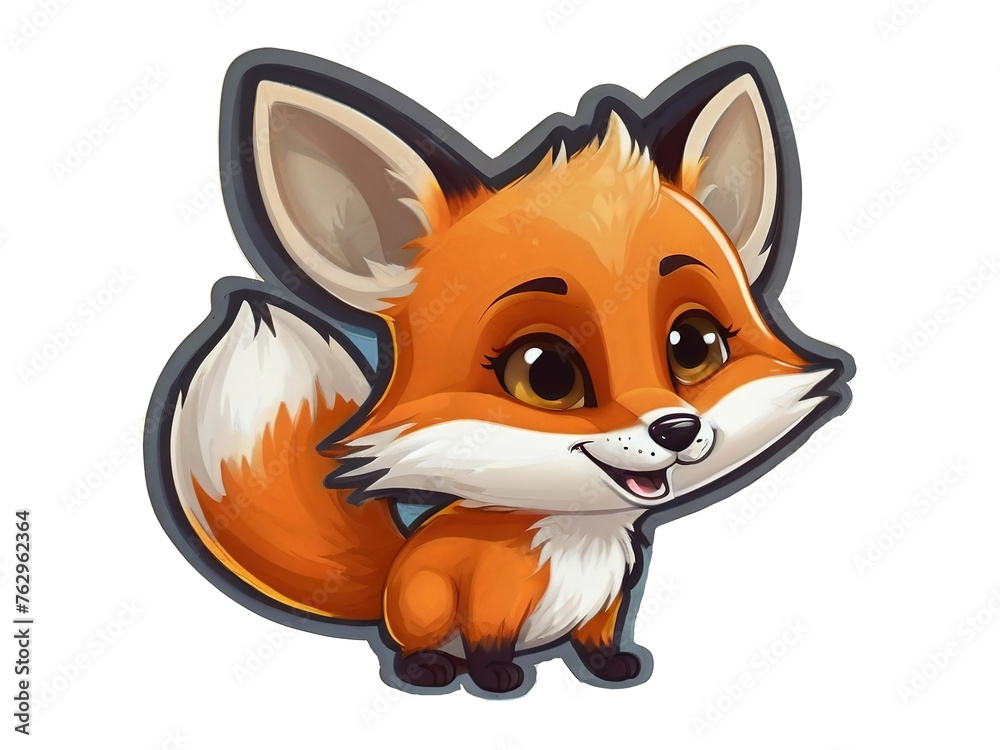 Fototapeta premium Cute cartoon fox isolated on a white background. Vector illustration.