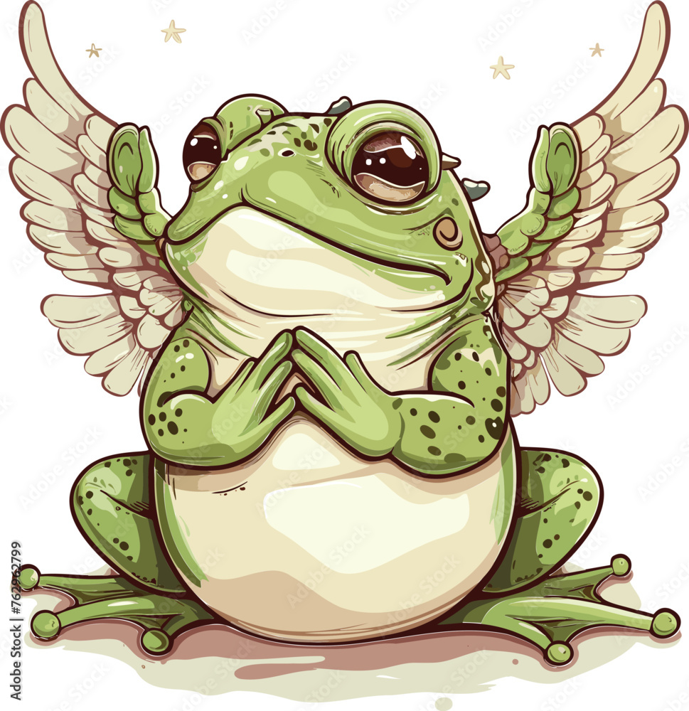 Fototapeta premium enchanting frog with Wings, Heavenly Guardian of Love