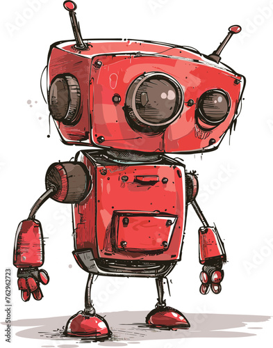 Cute red robot from the past 
