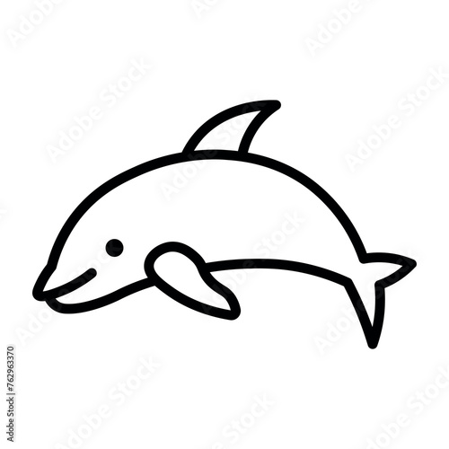 black vector dolphin icon on white background