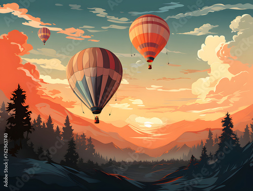 hot air balloon background vector