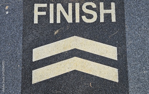 finish sign on asphalt