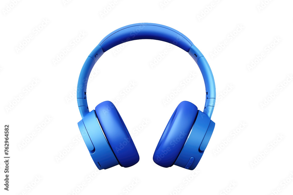 Pair of Blue Headphones on White Background. On a White or Clear Surface PNG Transparent Background..