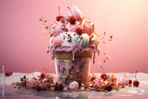 hot dipped sundae on pink background
