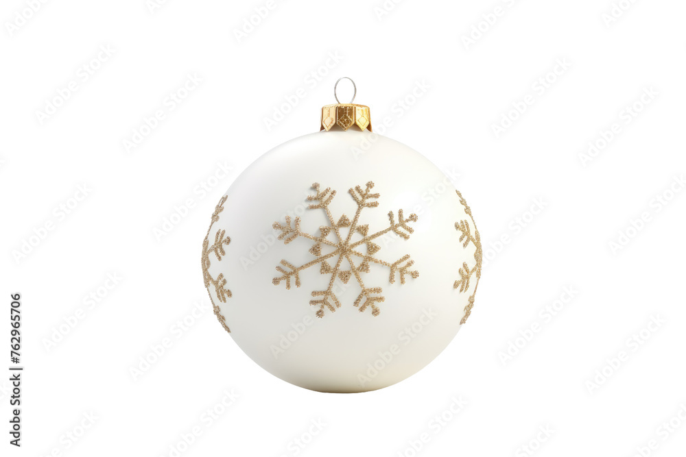 White Ornament With Snowflake Design. On a White or Clear Surface PNG Transparent Background.. White Ornament With Snowflake Design. On a White or Clear Surface PNG Transparent Background..