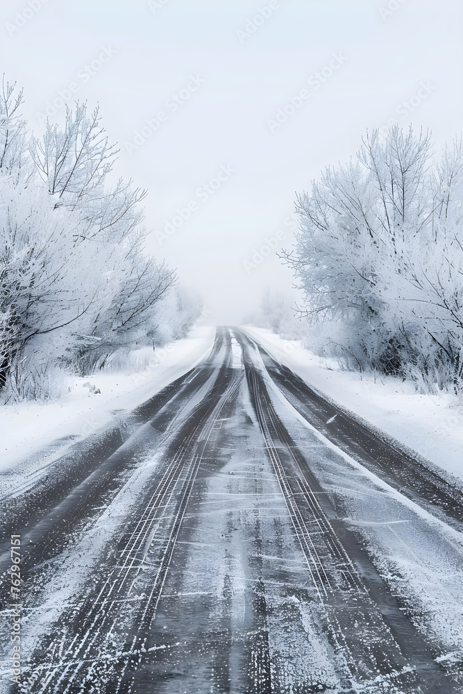 Winter's Poem: The Slick Symphony of Icy Roads and Nature's Frosted Embrace