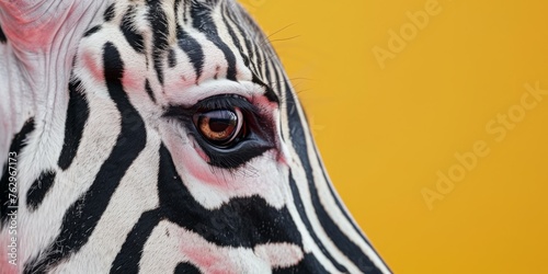 A zebra s eye is shown in a close up