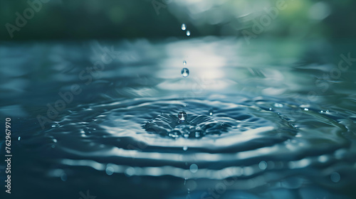 water drop falling and impacting on a body of water close up