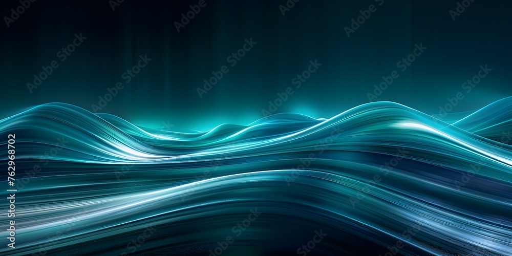 Elegant Oceanic Teal Waves of Light Cascading Through a Dark Digital Landscape Elegant Oceanic Teal Waves of Light Cascading Through a Dark Digital Landscape