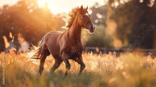 Horse Running Through a Field of Tall Grass © Yana