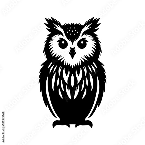 Perched Owl Silhouette - Stock Vector
