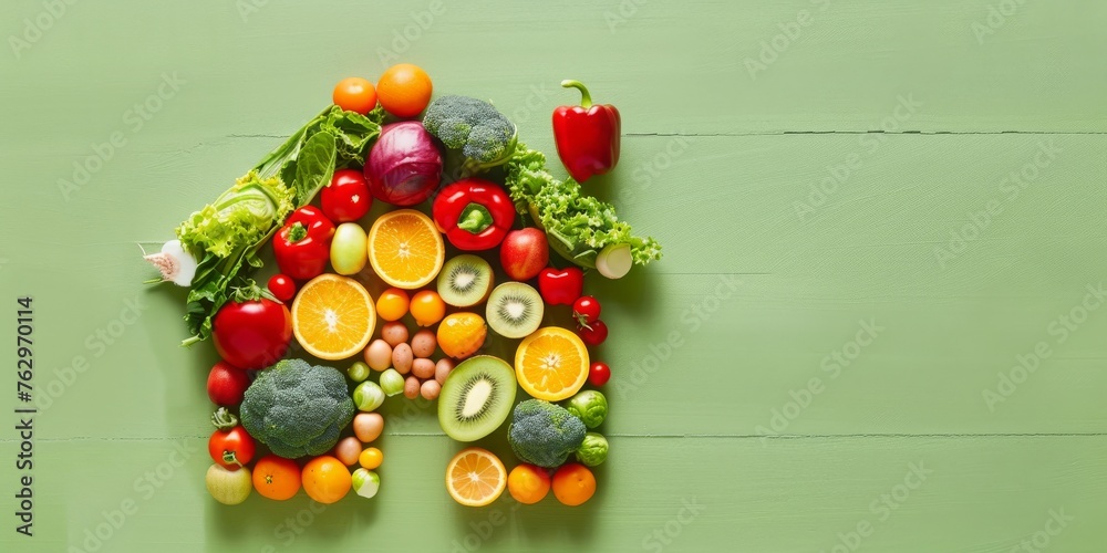 A house made of fruits and vegetables A house made of fruits and vegetables