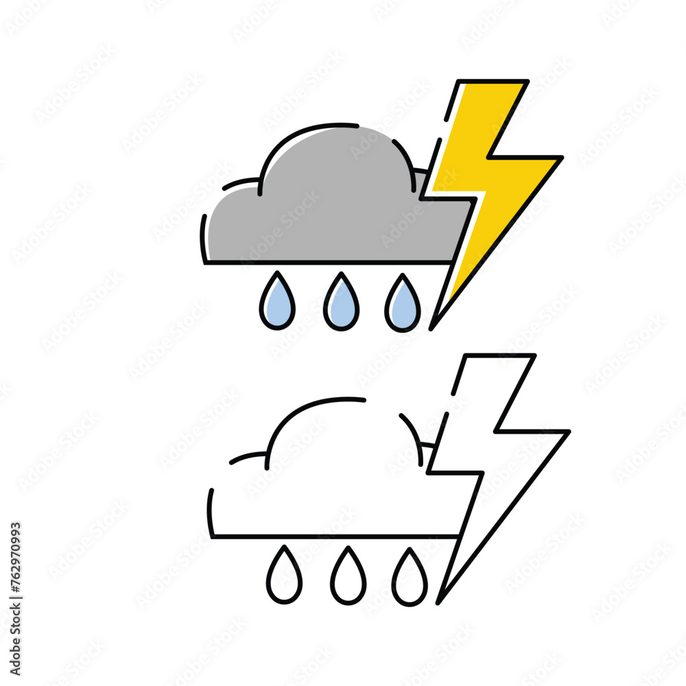 thunderstorm icon illustration. white background. weather vector icon. thunderstorm icon illustration. white background. weather vector icon.