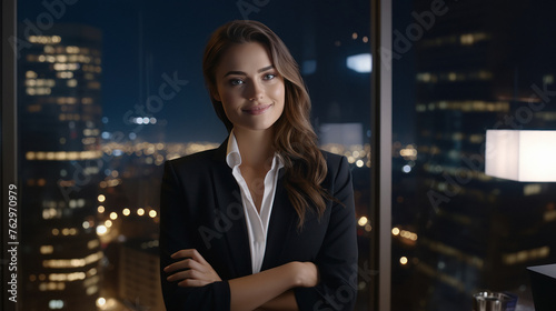 Young businesswoman standing at modern office