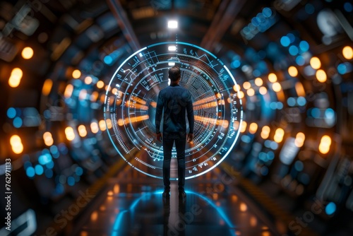 Cyber quest through high-tech dungeons, neon codes unlocking paths to secret portals and interdimensional travel devices