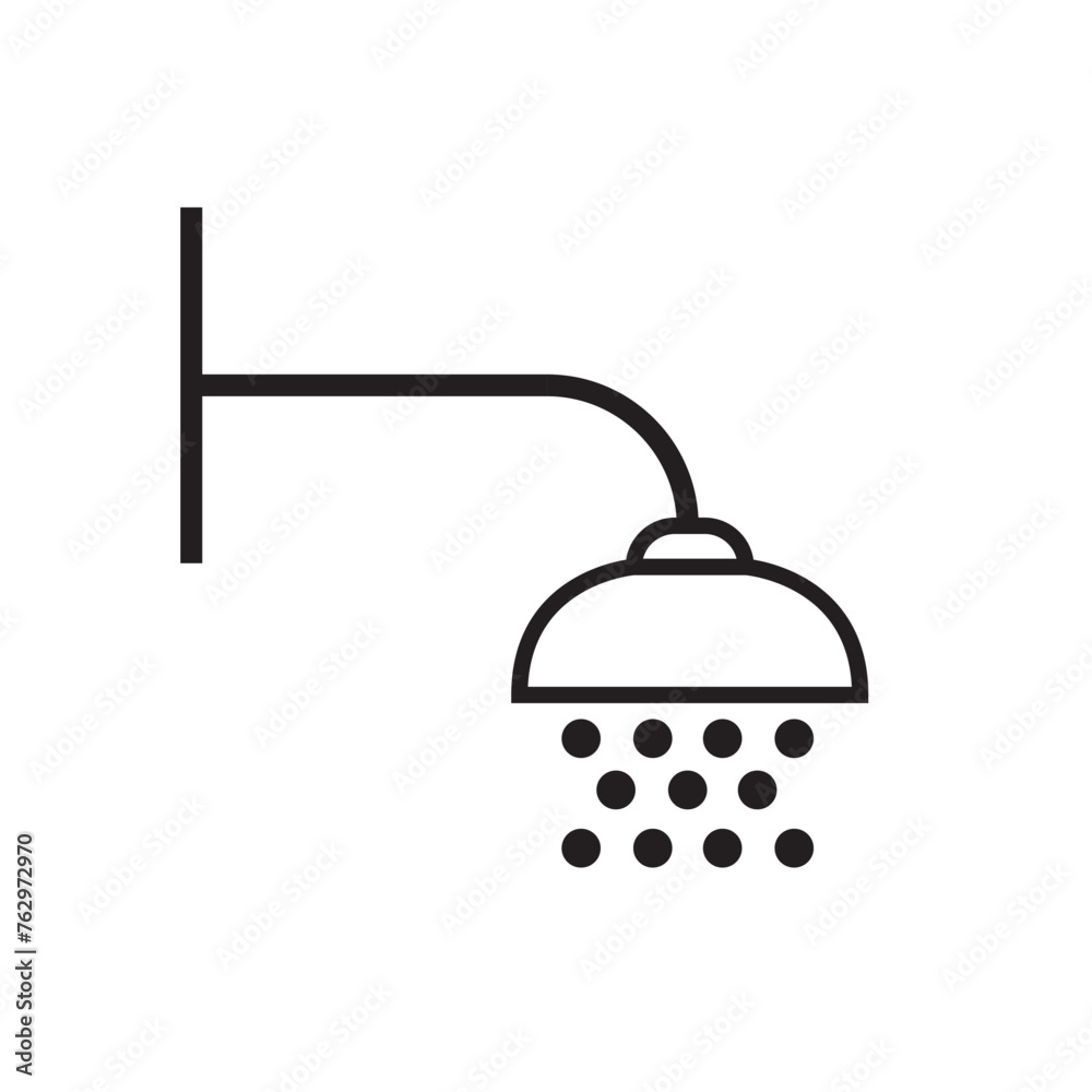 Single line icon of shower on isolated white background. High quality editable stroke for mobile apps, web design, websites, online shops etc. Single line icon of shower on isolated white background. High quality editable stroke for mobile apps, web design, websites, online shops etc.