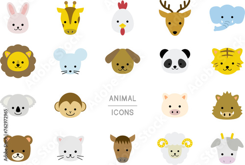 いろいろな動物のアイコン イラスト素材セット / vector eps