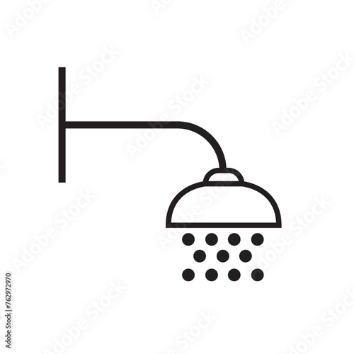 Single line icon of shower on isolated white background. High quality editable stroke for mobile apps, web design, websites, online shops etc.