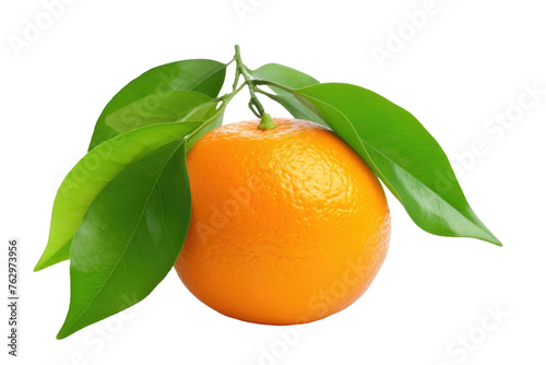 Fresh Orange With Green Leaves on White Background. On a White or Clear Surface PNG Transparent Background..