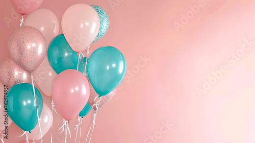 free space on the left corner for title banner with a colorful balloons