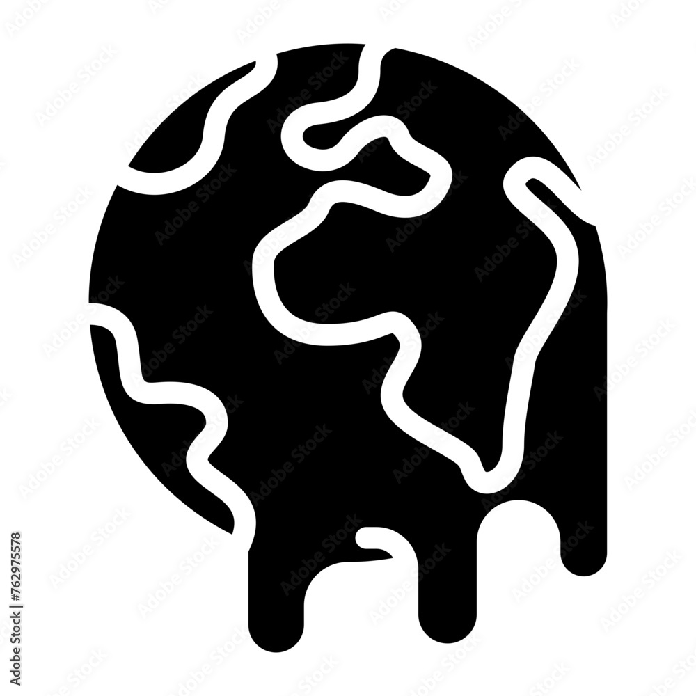 Melting globe planet earth warming environment concept icon Melting globe planet earth warming environment concept icon