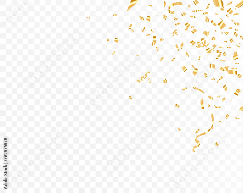 Celebration background template with confetti gold ribbons. Luxury vector illustration