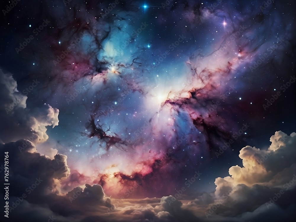 A  universe of wonder and beauty, where stars shine like diamonds and cosmic nebula.