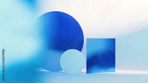 Fototapeta Naklejka Na Ścianę i Meble -  Serene Geometric Abstraction and Dynamic Textures: An Artistic Composition of Translucent Geometrics in Cool Shades