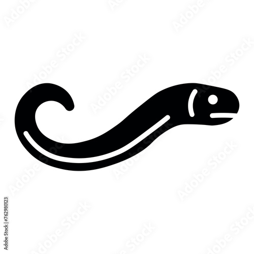 black vector eel icon on white background